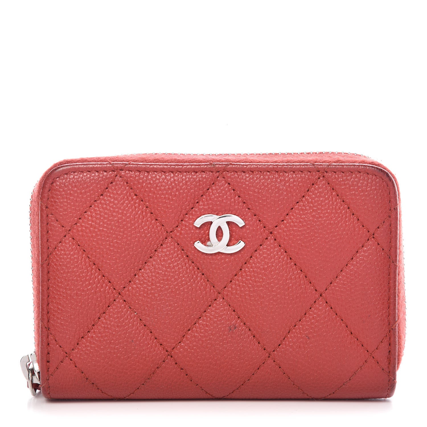 Chanel Caviar Quilted Zip Coin Purse Red 1 of 14