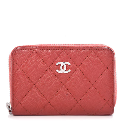 Chanel Caviar Quilted Zip Coin Purse Red 1 of 14