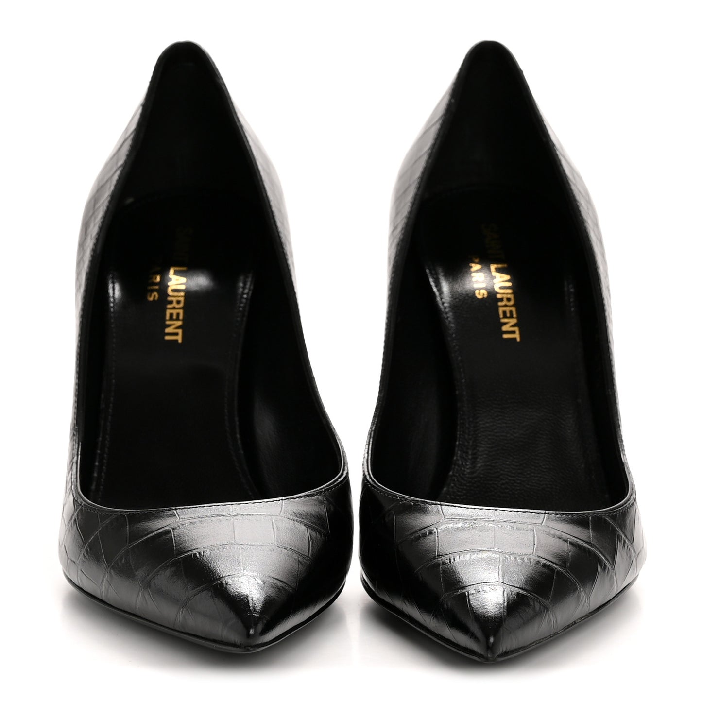 Calfskin Crocodile Embossed Opyum Pumps 37.5 Black