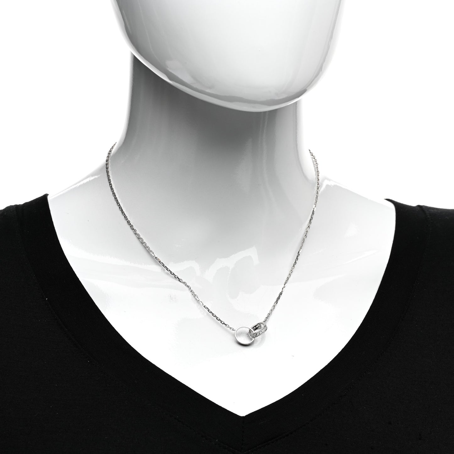 18K White Gold Diamond Interlocking LOVE Necklace