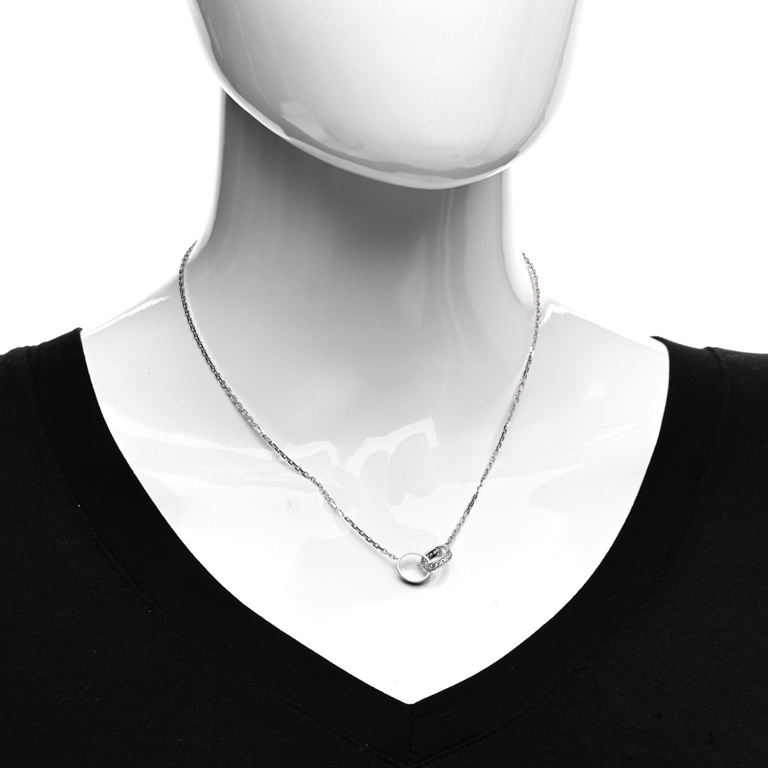 Cartier 18K White Gold Diamond Interlocking LOVE Necklace 2 of 5