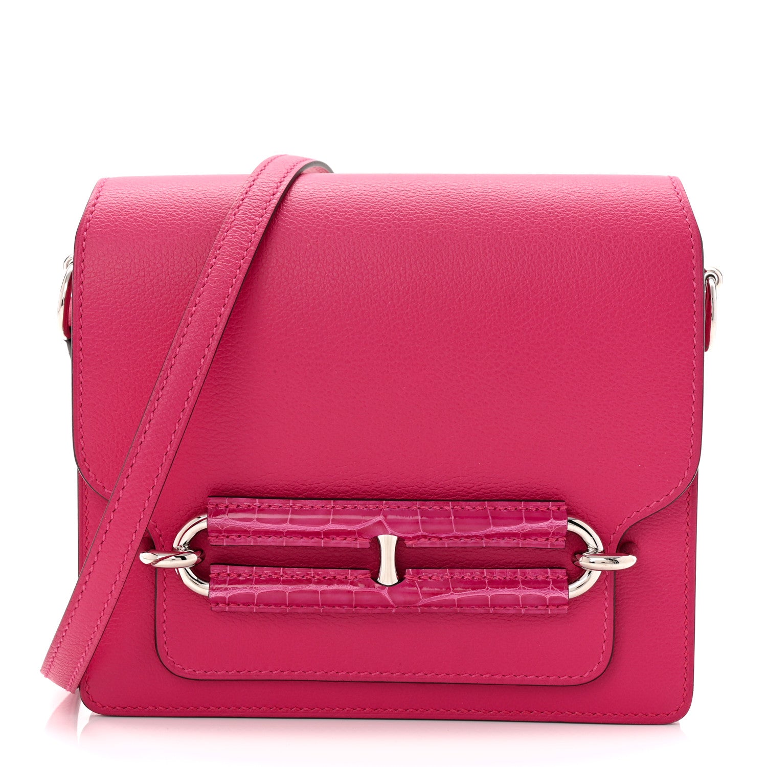 Hermes Evercolor Matte Alligator Mini Touch Sac Roulis Rose Mexico 1 of 12
