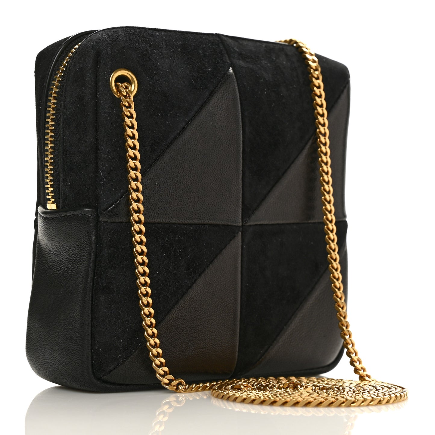 Lambskin Suede Patchwork Monogram Jamie Cube Black