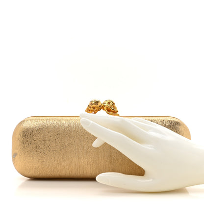 Alexander McQueen Nappa Metallic Twin Skull Box Clutch Gold 2 of 11