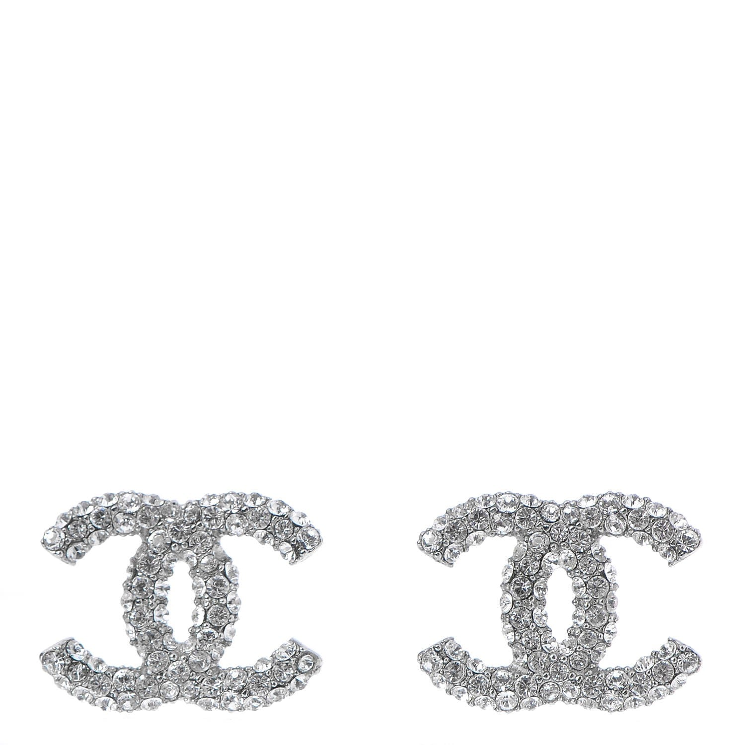 Chanel Crystal CC Earrings Silver 1 of 5