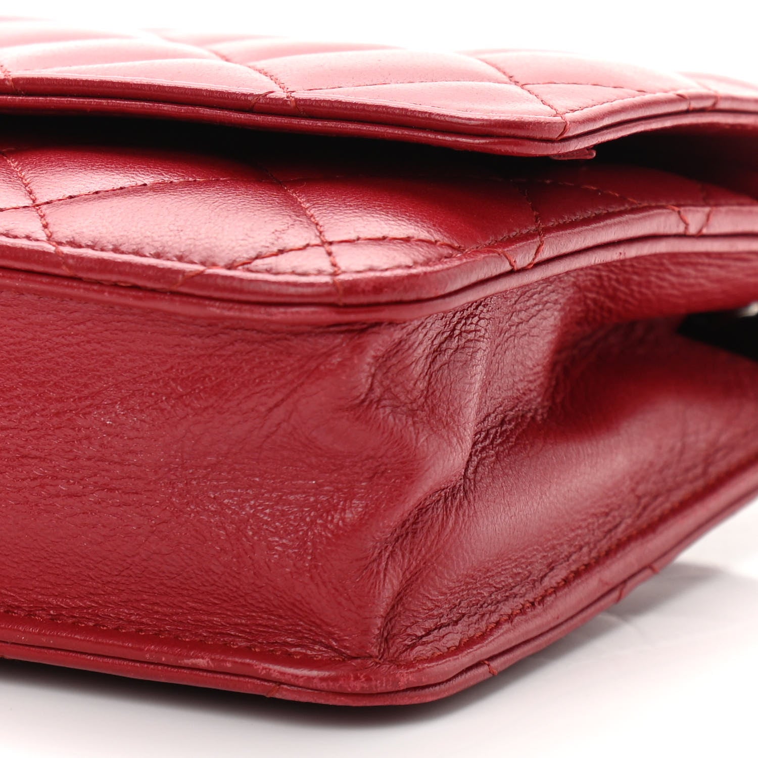 Chanel Lambskin Quilted Wallet On Chain WOC Red 11 of 11