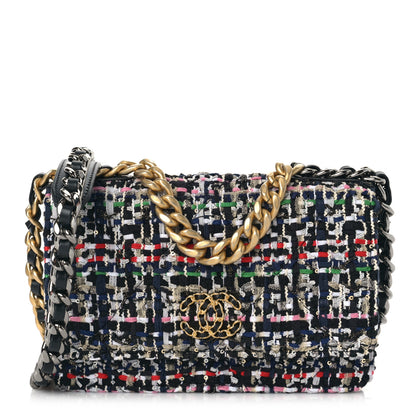 Chanel Tweed Quilted Chanel 19 Wallet On Chain WOC Black White Multicolor 1 of 10