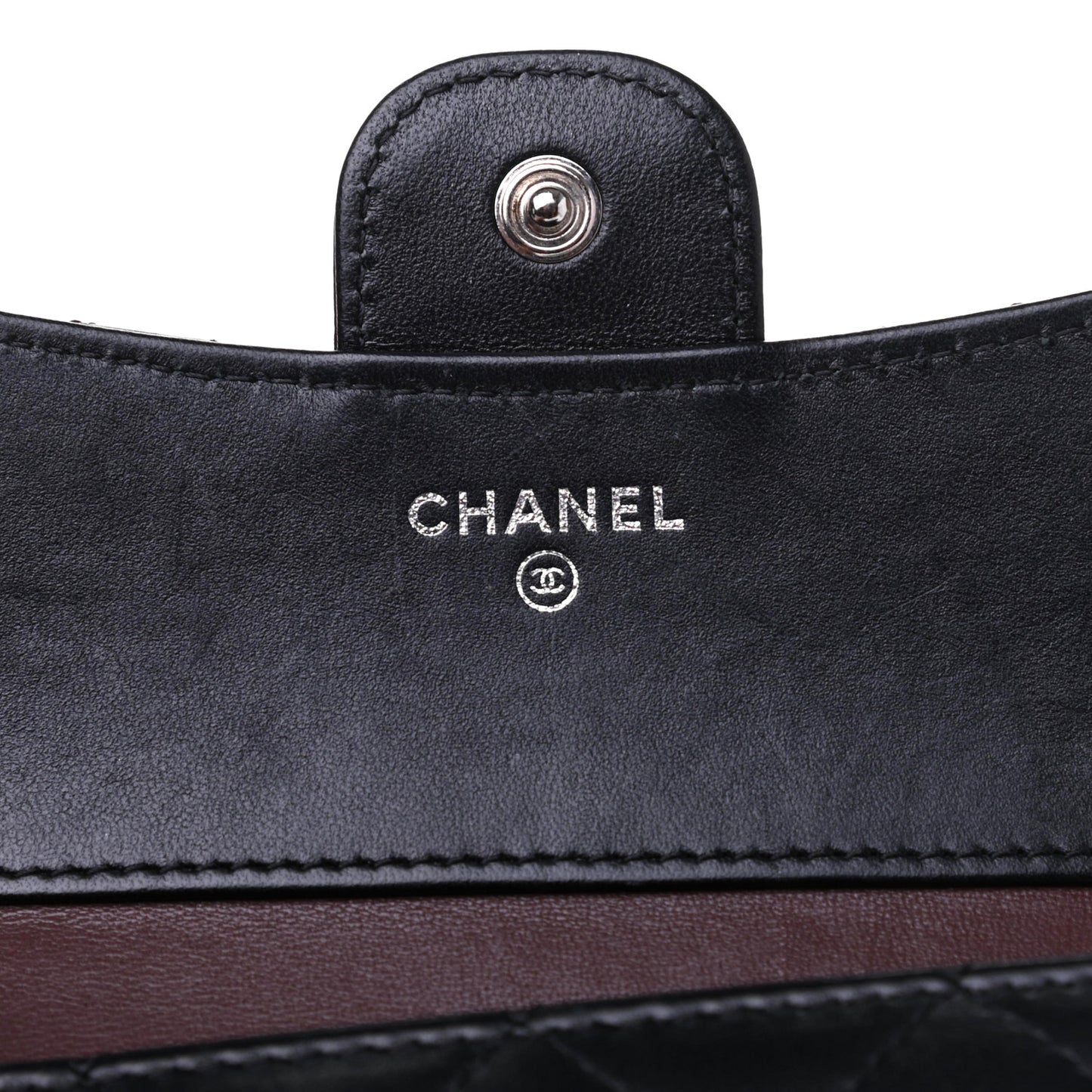 Lambskin Quilted Compact Flap Wallet Black