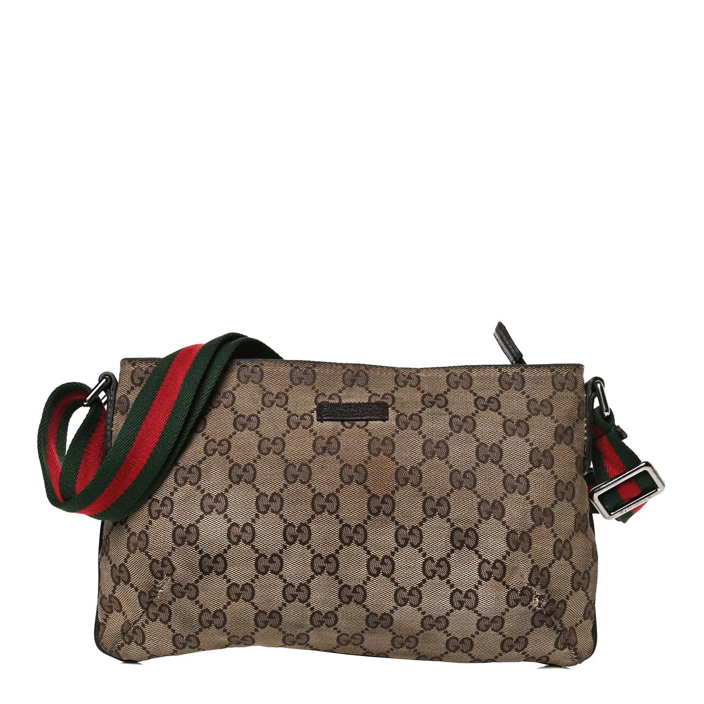 Monogram Web Small Flat Messenger Crossbody Dark Brown