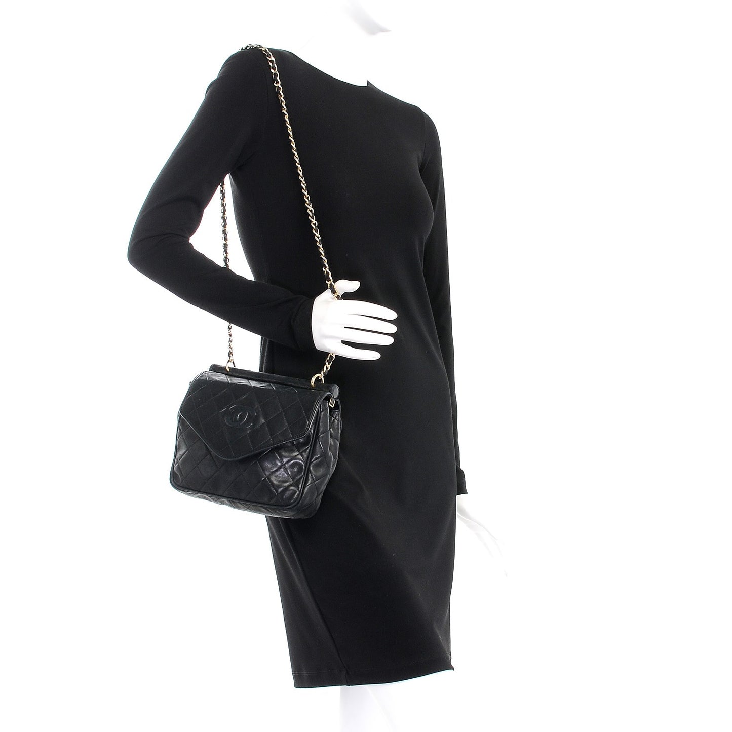 Lambskin Quilted Small Single Flap Black