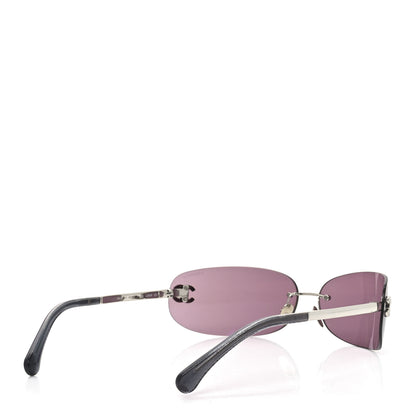 Chanel Metal Crystal CC Oval Sunglasses 71560 Silver 4 of 6