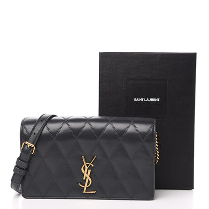 Saint Laurent Lambskin Diamond Quilted Monogram Angie Chain Bag Dark Smog 11 of 11