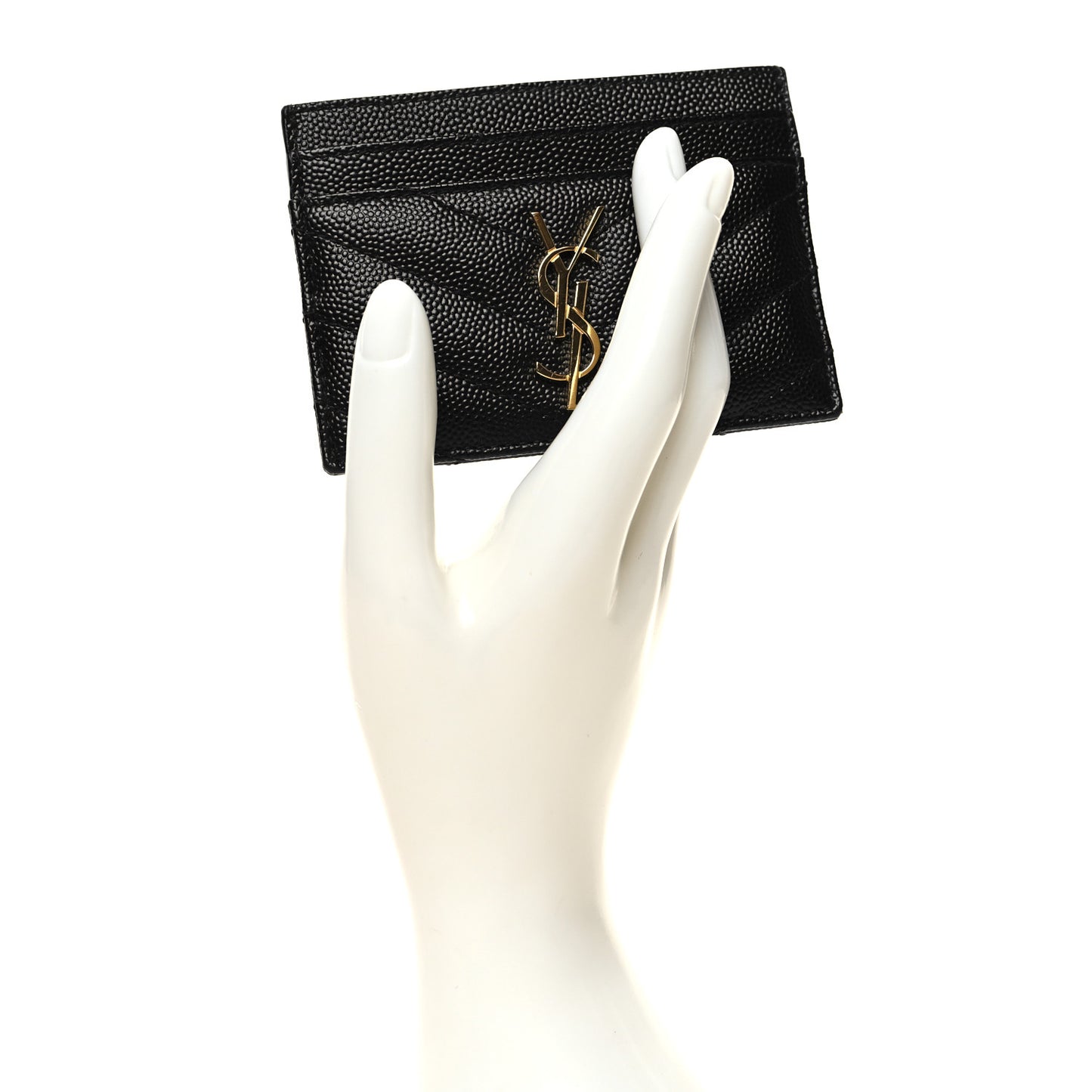 Grain De Poudre Matelasse Chevron Monogram Credit Card Case Black