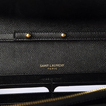Saint Laurent Grain De Poudre Matelasse Chevron Monogram Chain Wallet Black 8 of 10