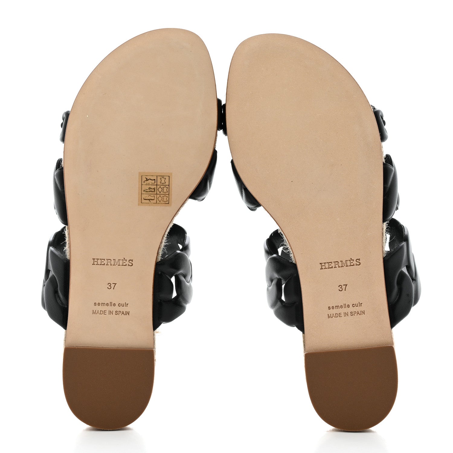 Hermes Nappa Gwen Espadrille Sandals 37 Black 5 of 7