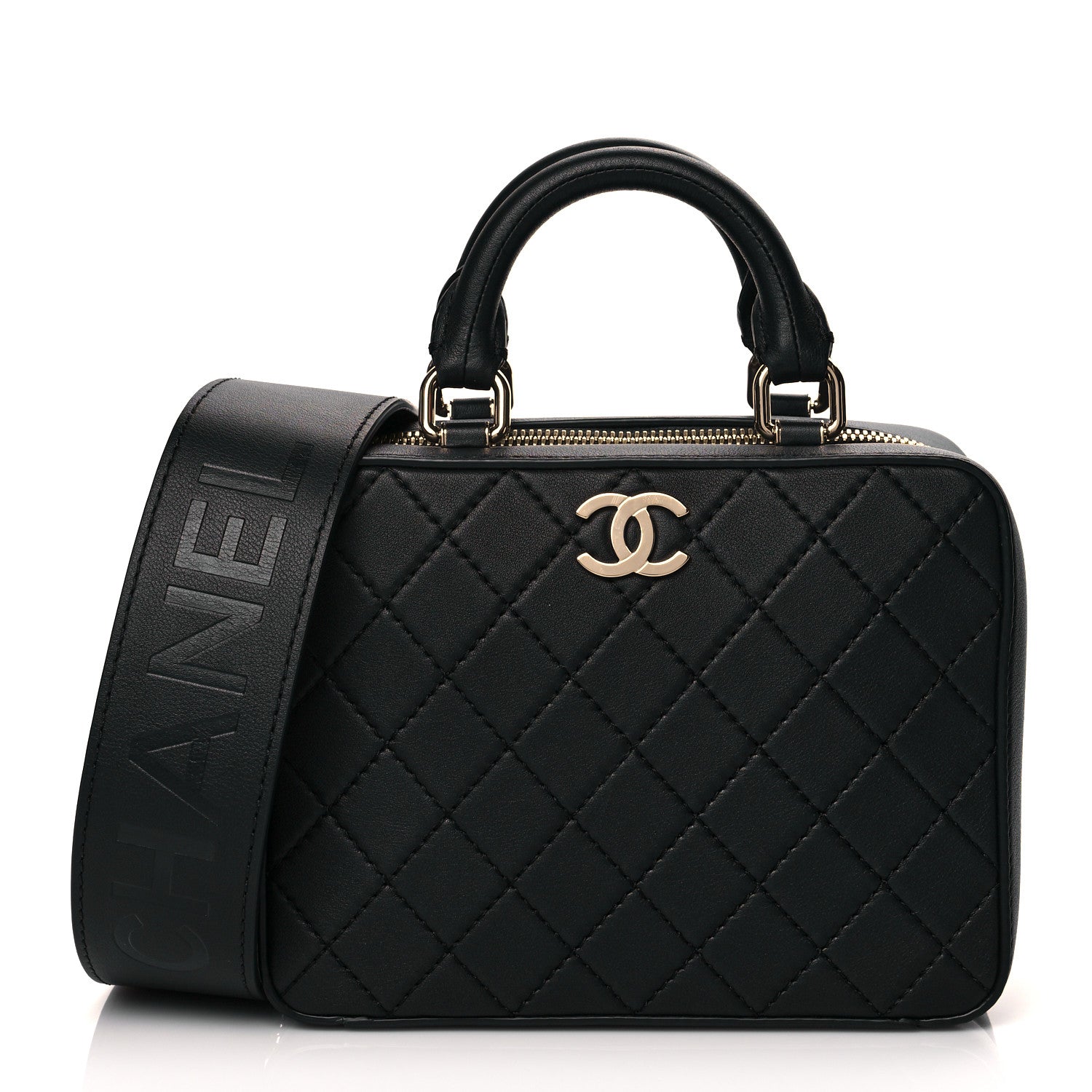 Chanel Calfskin Quilted Travel Kit Vanity Case Black 1 of 10