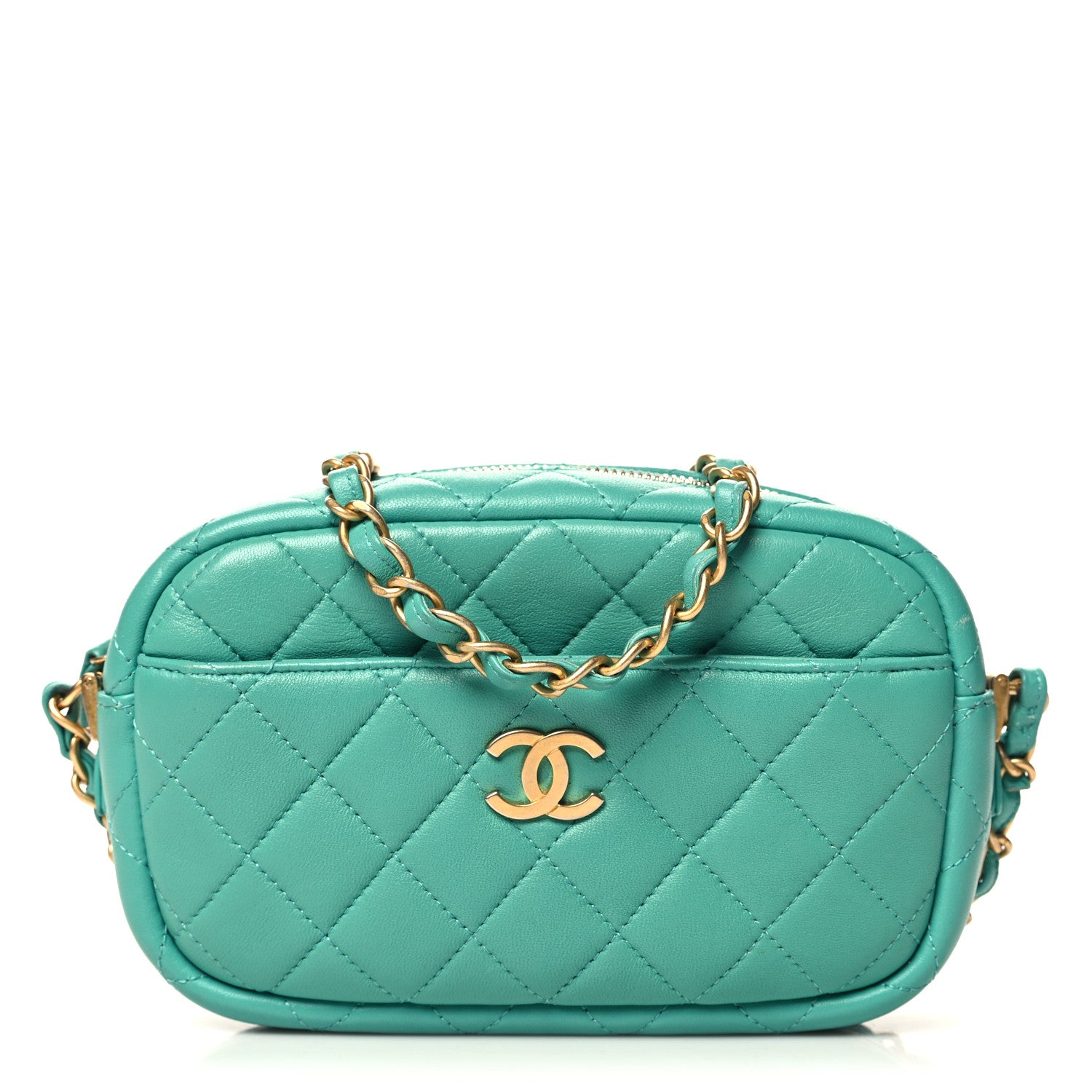 Chanel Lambskin Quilted Small Timeless Camera Case Turquoise 1 of 10