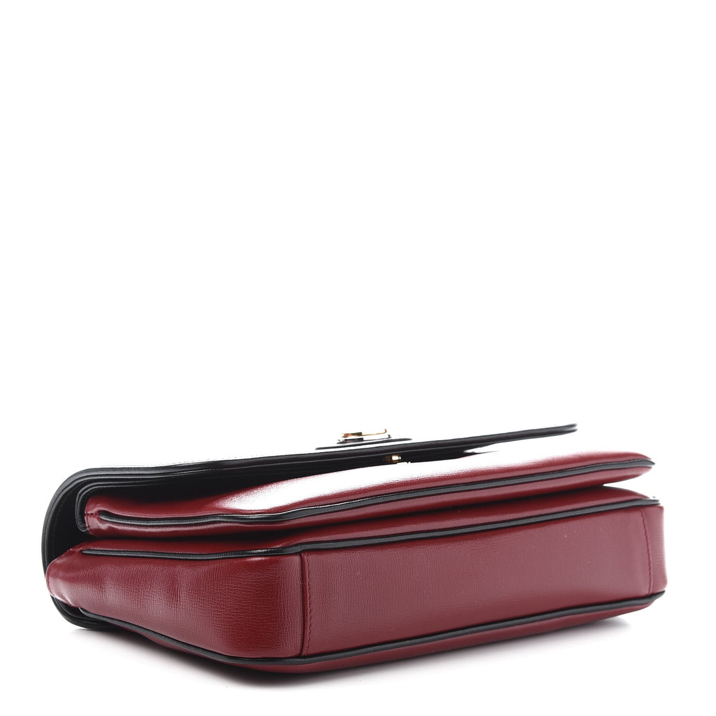 Azalea Calfskin Bi-Color Small Marina Chain Shoulder Bag New Cherry Red Black