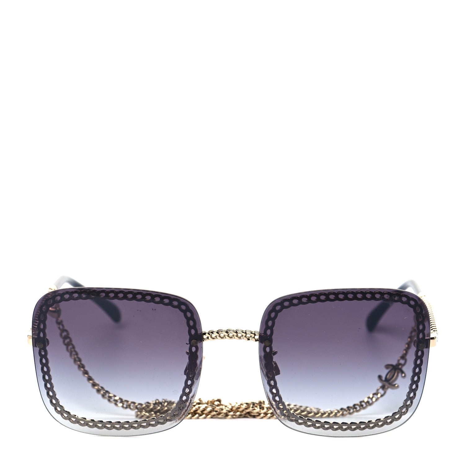 Chanel Metal Removable Chain Square Sunglasses 4244 Black 4 of 7