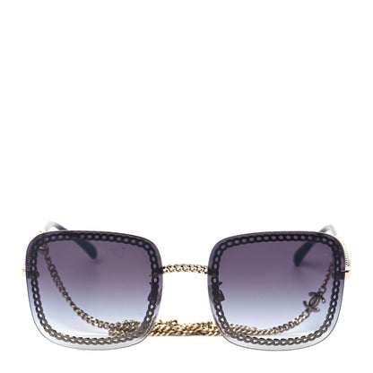 Chanel Metal Removable Chain Square Sunglasses 4244 Black 4 of 7