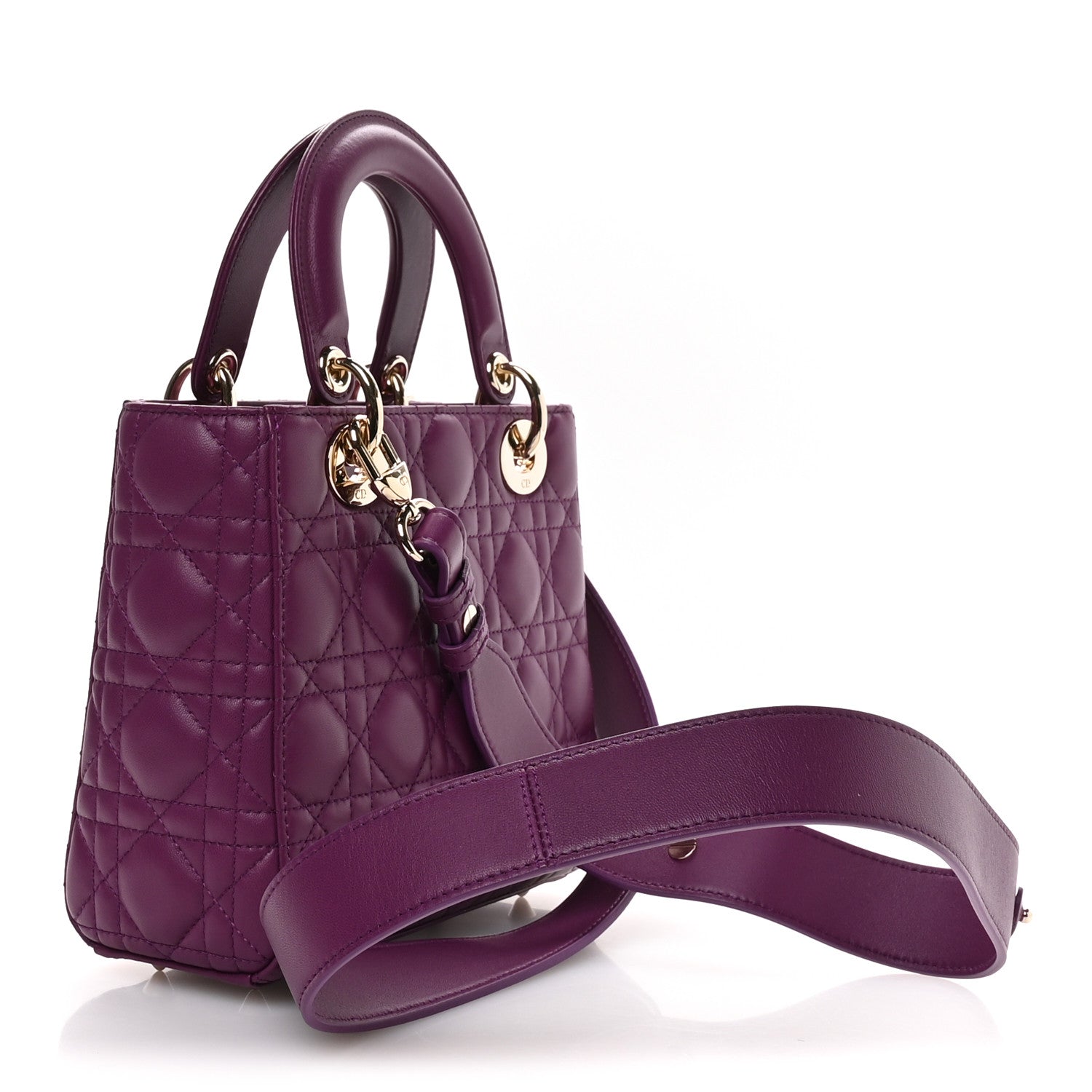 Christian Dior Lambskin Cannage Small My ABCDior Lady Dior Purple