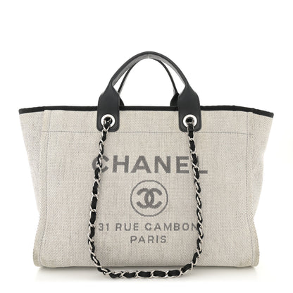Chanel Woven Straw Raffia Medium Deauville Tote Grey 1 of 12