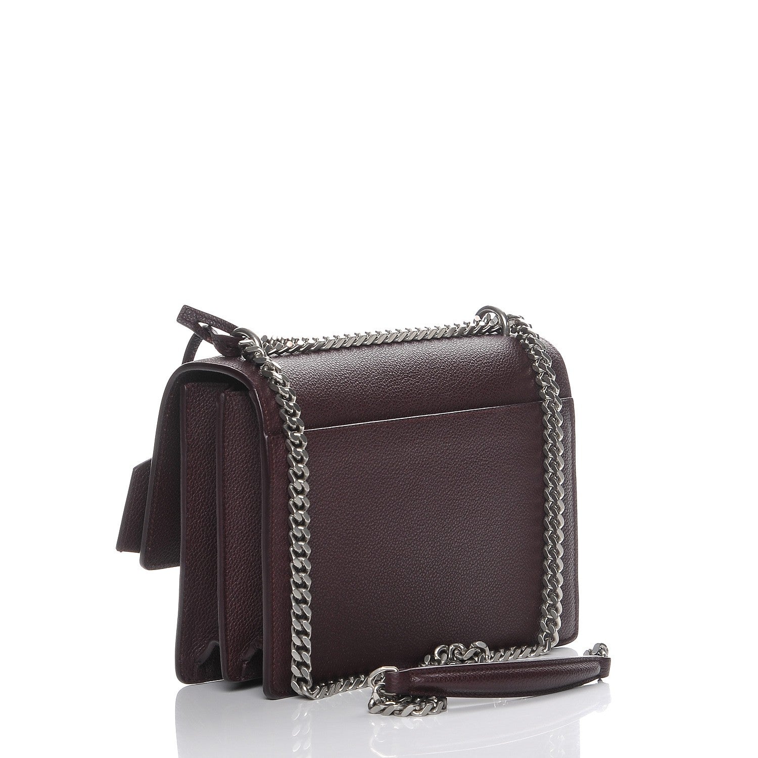 Saint Laurent Grained Calfskin Medium Monogram Sunset Bordeaux 3 of 7
