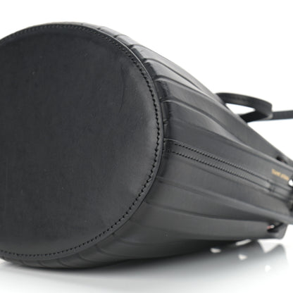 Mansur Gavriel Vegetable Tanned Calfskin Pleated Mini Bucket Bag Black Flamma 10 of 10