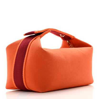 Hermes Canvas Small Bride-A-Brac Pouch Orange Burgundy 3 of 9