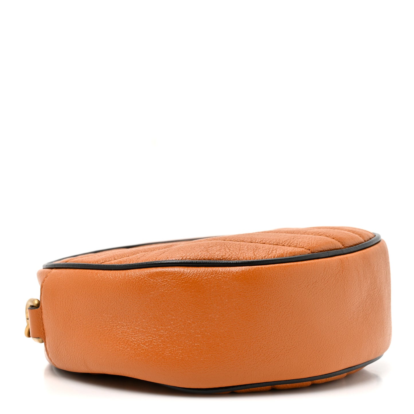Azalea Calfskin Matelasse Diagonal Mini Torchon GG Marmont Round Shoulder Bag Cognac Black