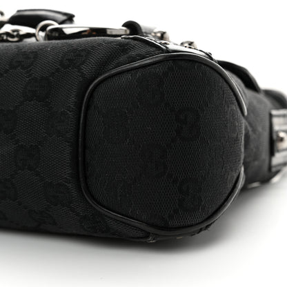 Gucci Monogram Horsebit Chain Studded Flap Shoulder Bag Black 10 of 19