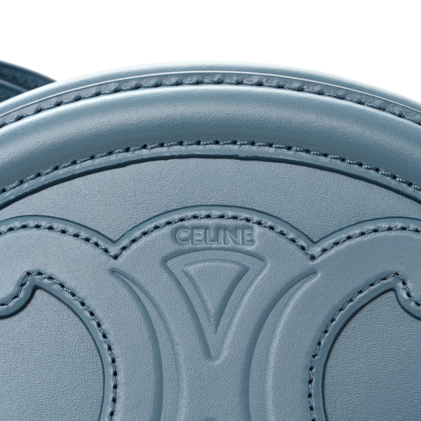 Smooth Calfskin Cuir Small Triomphe Oval Crossbody Purse Denim