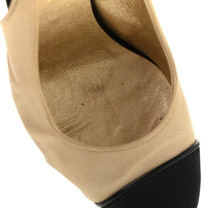 Chanel Grosgrain Cap Toe CC Slingback Pumps 38.5 Black Gold 15 of 18
