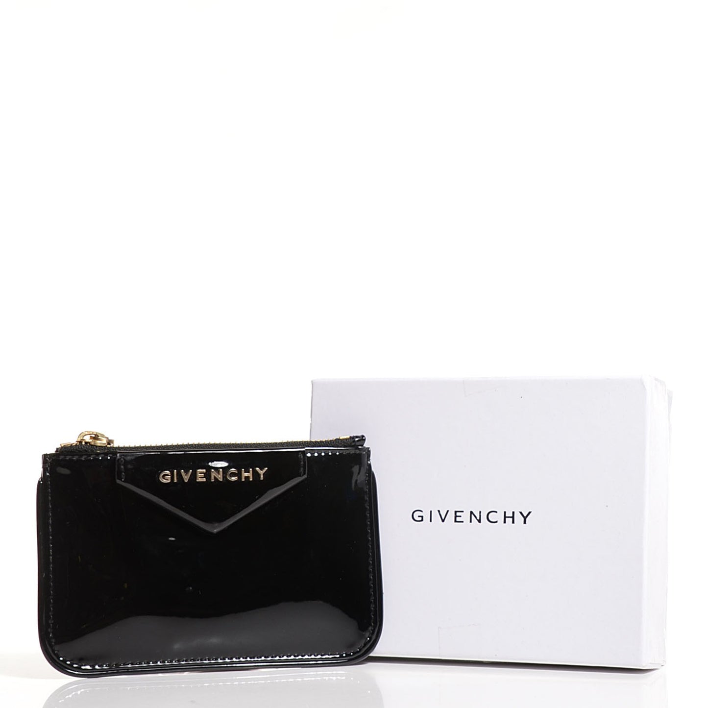 Patent Calfskin Small Antigona Flat Pouch Black