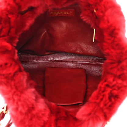 Chanel Rabbit Fur Harlequin Shoulder Bag Red 5 of 10