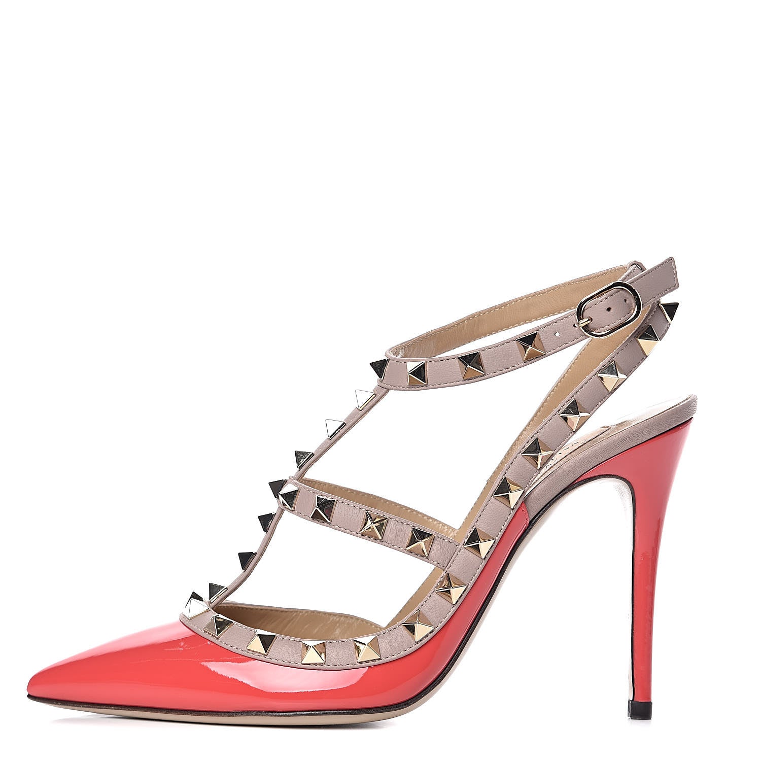 Valentino Garavani Patent Rockstud Ankle Strap Pumps 37 Rouge Poudre 1 of 8