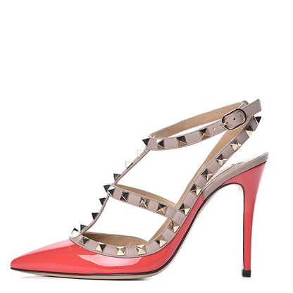 Valentino Garavani Patent Rockstud Ankle Strap Pumps 37 Rouge Poudre 1 of 8