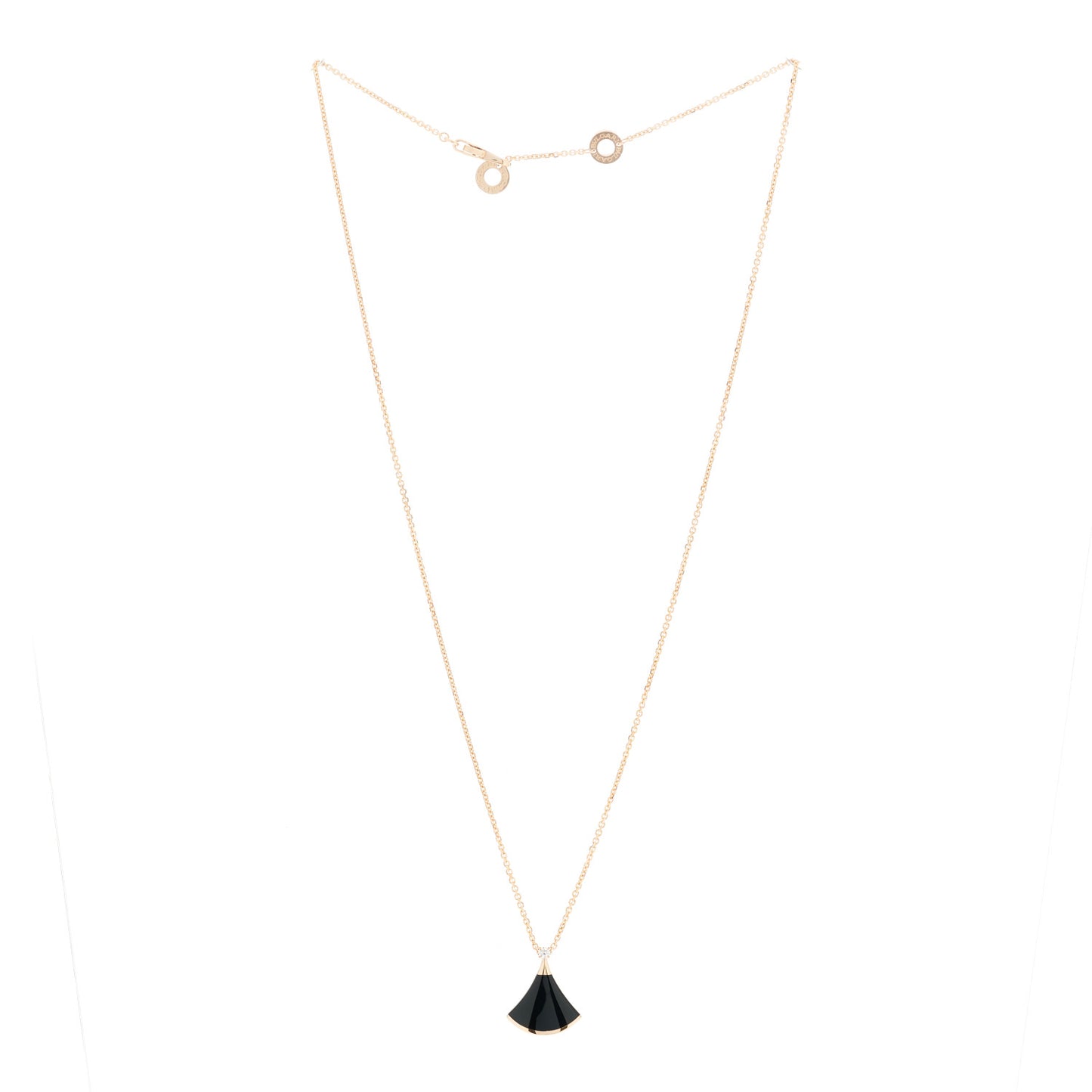 18K Rose Gold Diamond Black Onyx Divas' Dream Pendant Necklace