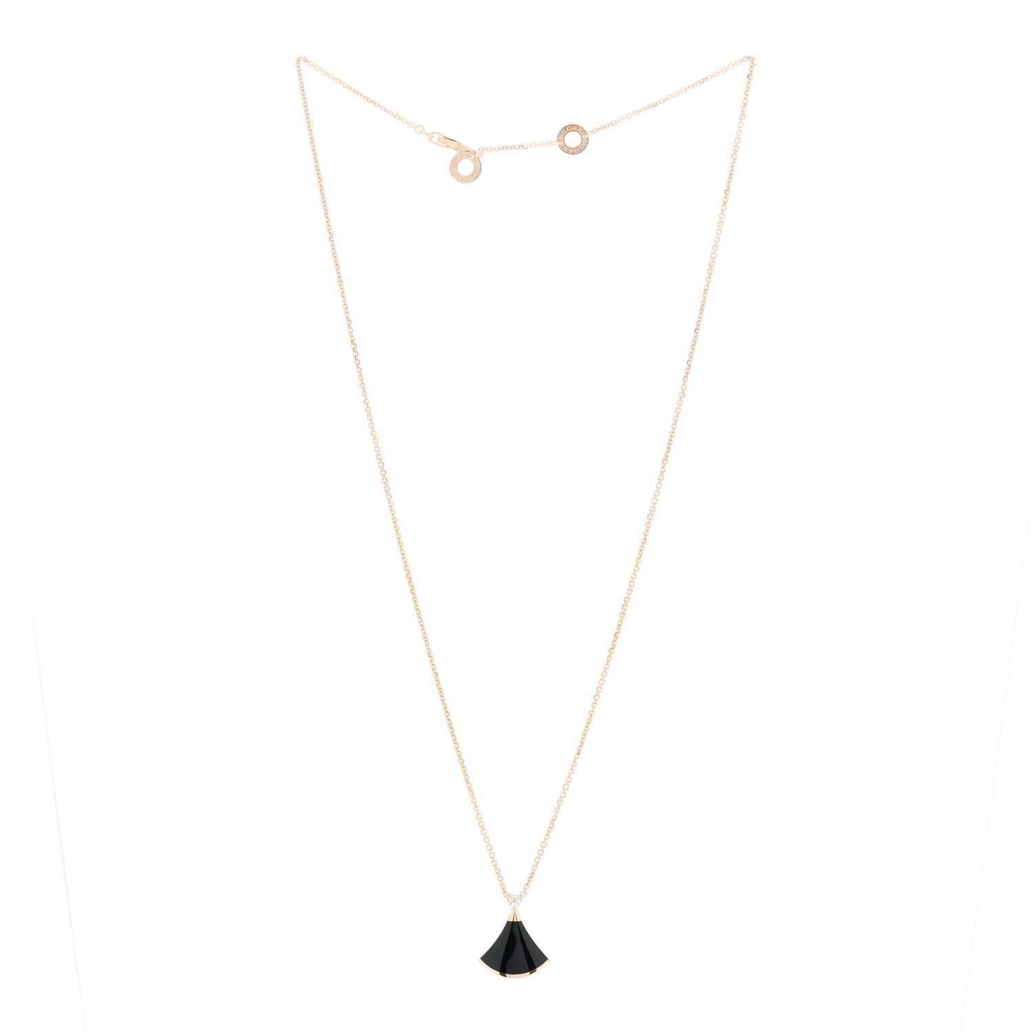 Bulgari 18K Rose Gold Diamond Black Onyx Divas' Dream Pendant Necklace 3 of 9