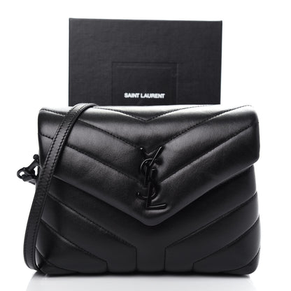 Saint Laurent Calfskin Y Quilted Monogram Toy Loulou Crossbody Bag Black 12 of 13