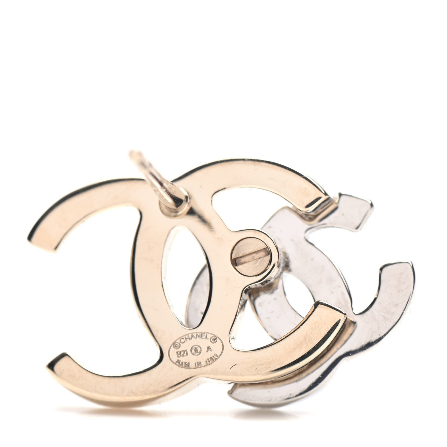 Chanel Crystal Double CC Earrings Gold Silver 4 of 5
