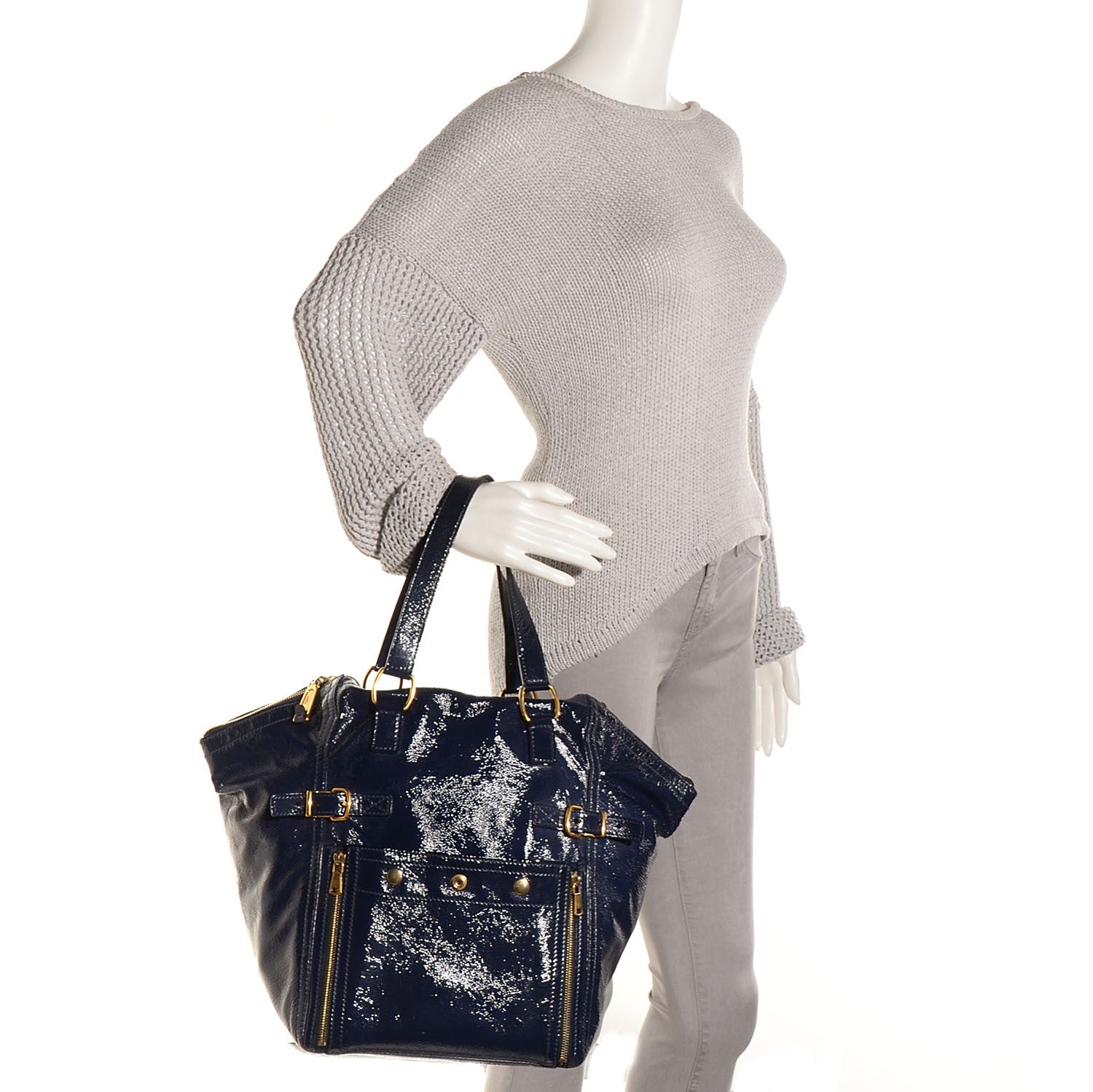 Saint Laurent Patent Medium Downtown Navy 2 of 8