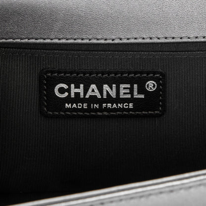 Chanel Tweed Metallic Lambskin Medium Boy Flap Silver 6 of 7