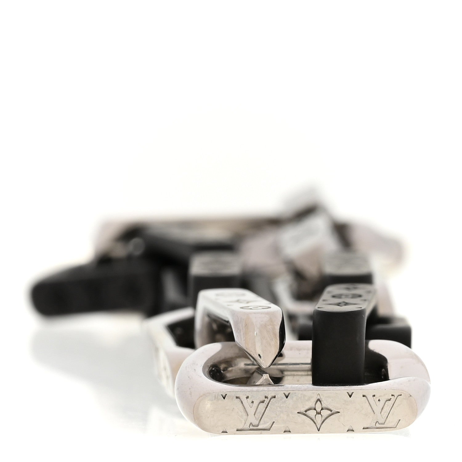 Louis Vuitton Metal Monogram Chain Bracelet Silver Black 4 of 4