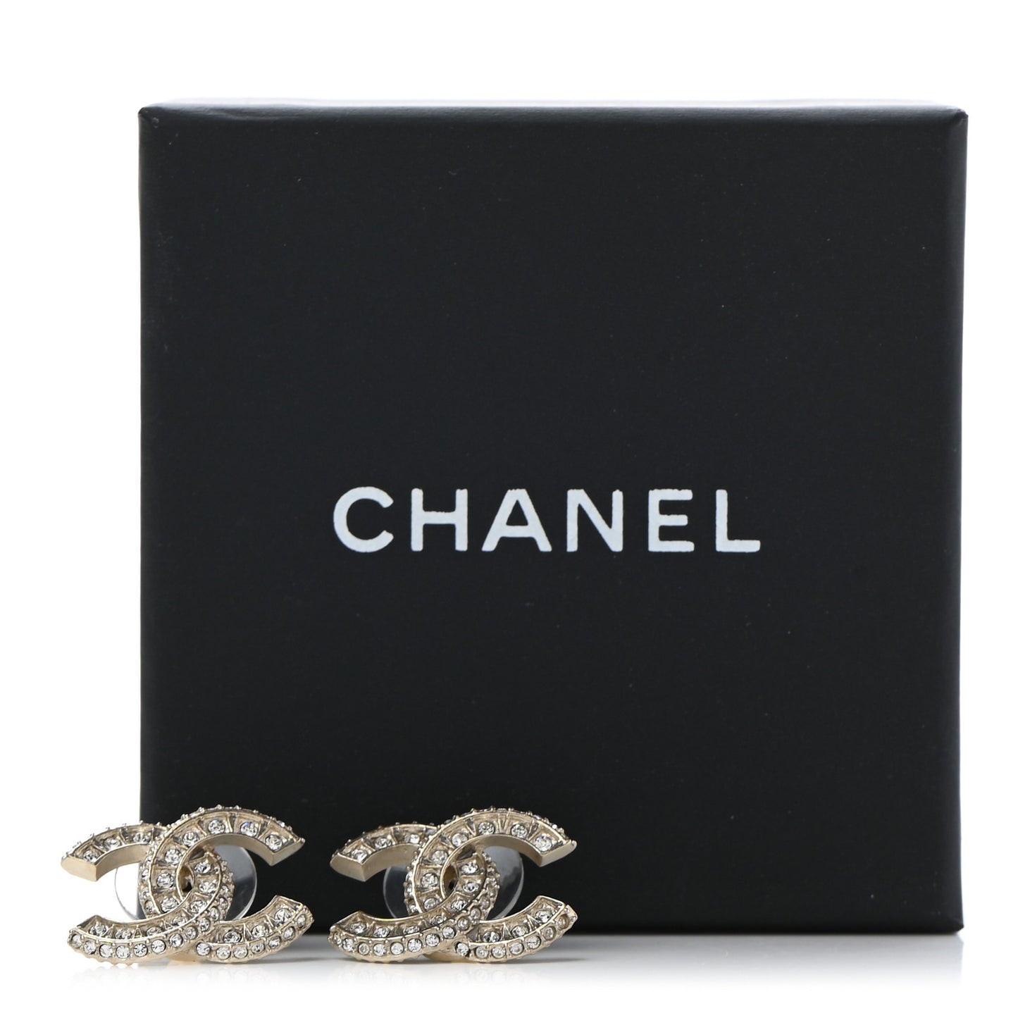 Crystal Timeless CC Earrings Light Gold