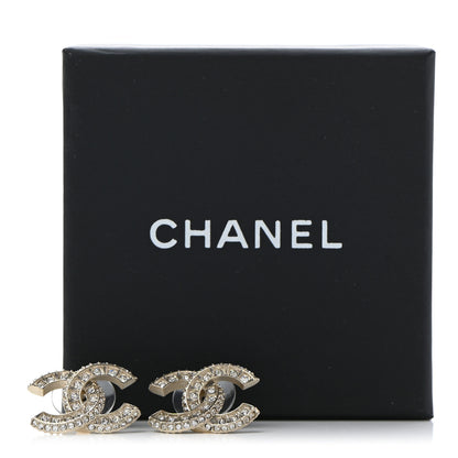 Chanel Crystal Timeless CC Earrings Light Gold 5 of 5