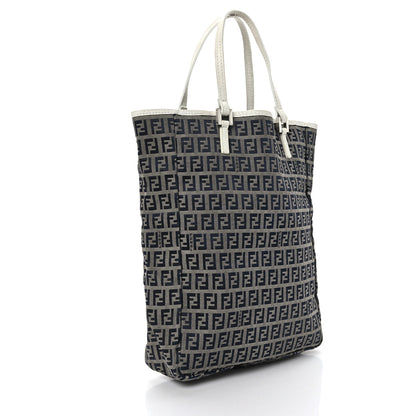 Fendi Zucchino Shopping Tote Navy White 4 of 9