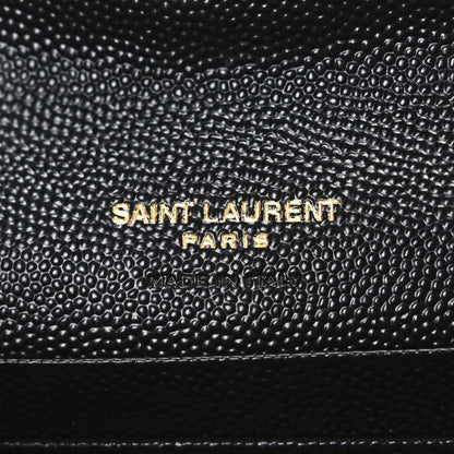 Saint Laurent Grain De Poudre Matelasse Chevron Small Monogram Envelope Wallet Black 6 of 7