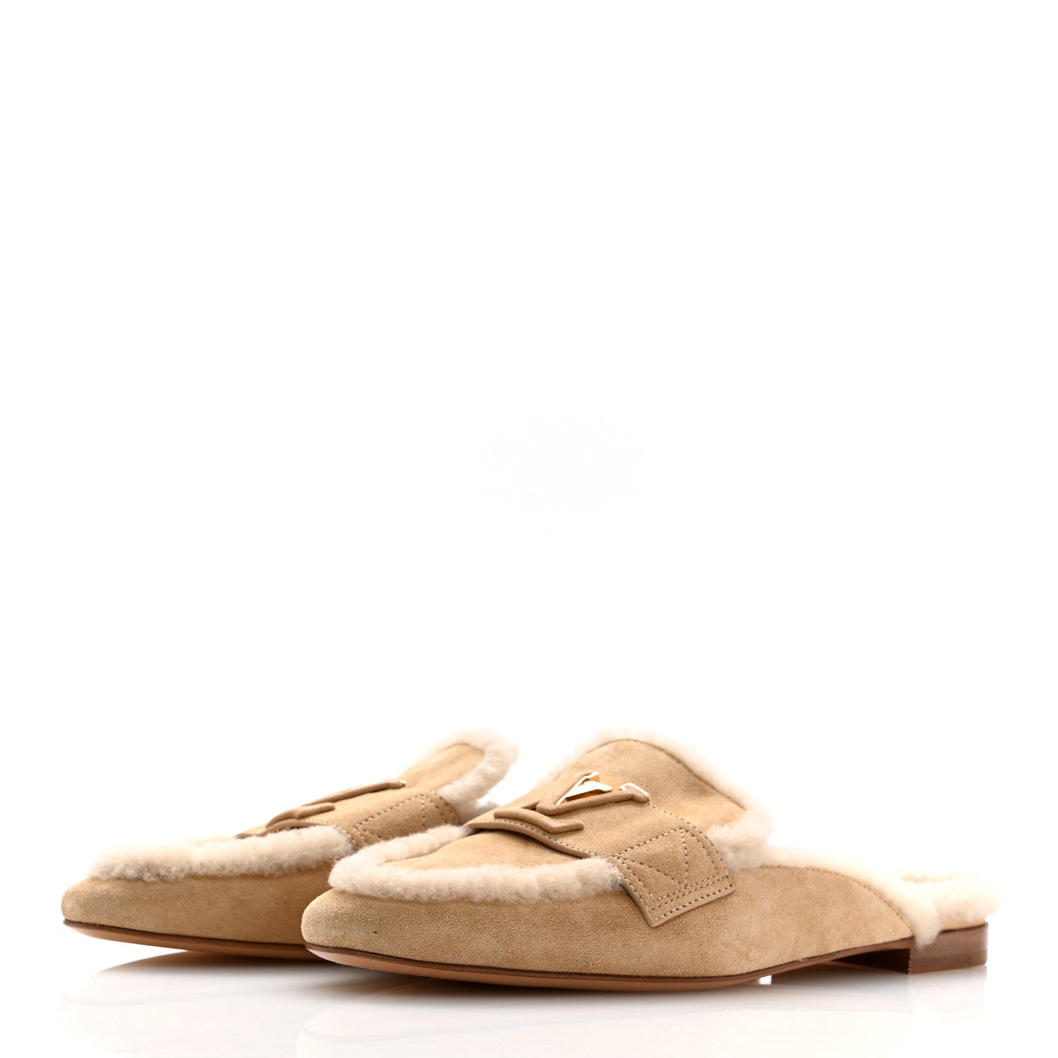 Louis Vuitton Shearling Suede LV Mare Open Back Loafer 39 Beige 4 of 10