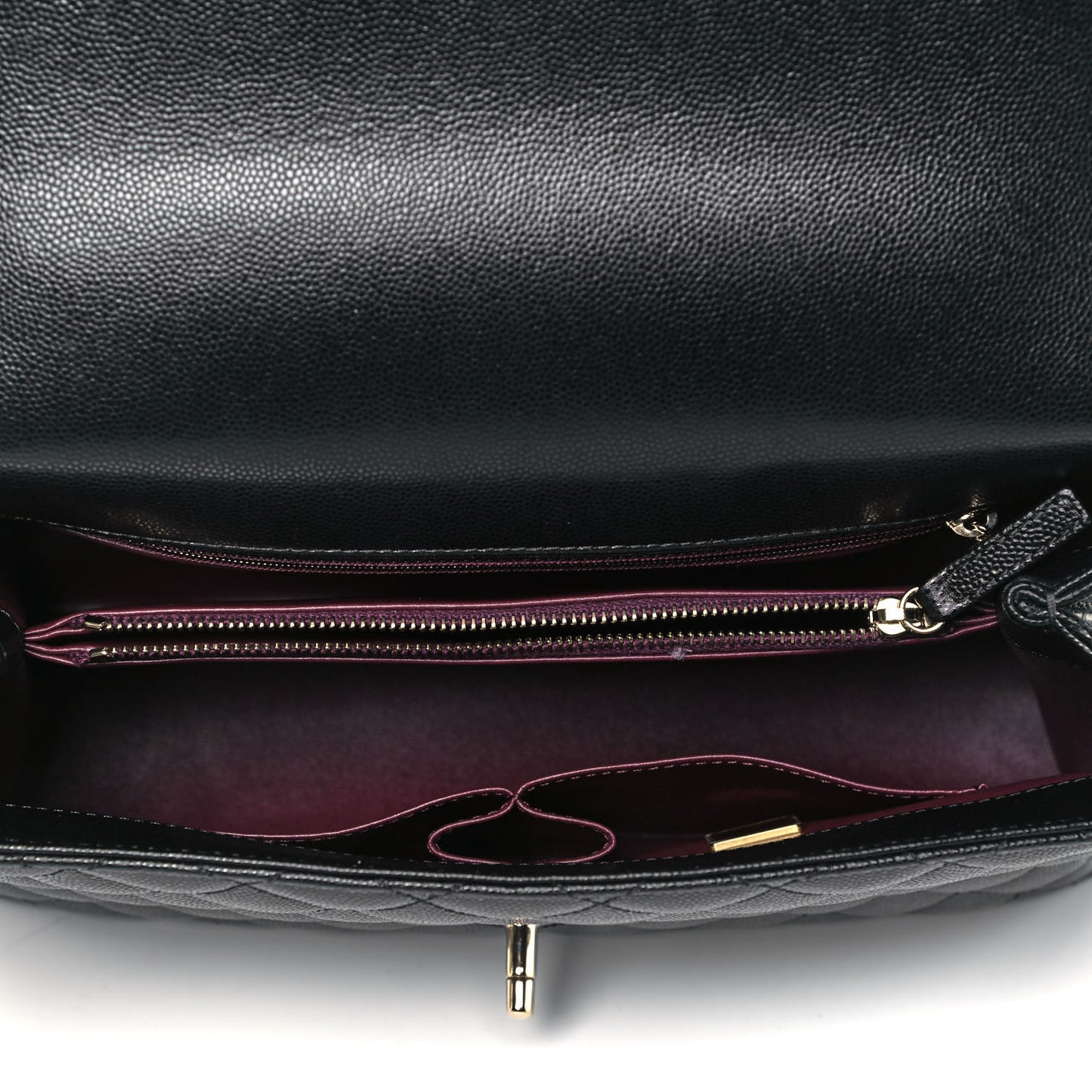 Caviar Quilted Small Coco Handle Flap Black